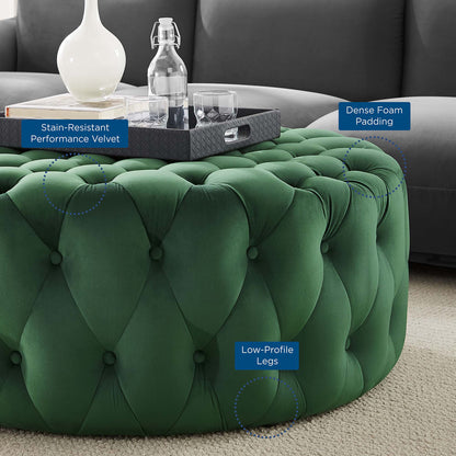 Modway - Amour Tufted Button Large Round Performance Velvet Ottoman by Modway  Living Room Sofas and Armchairs Green - EEI-5469-EME