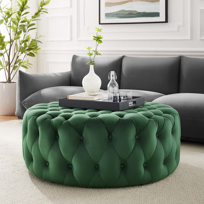 Modway - Amour Tufted Button Large Round Performance Velvet Ottoman by Modway  Living Room Sofas and Armchairs Green - EEI-5469-EME