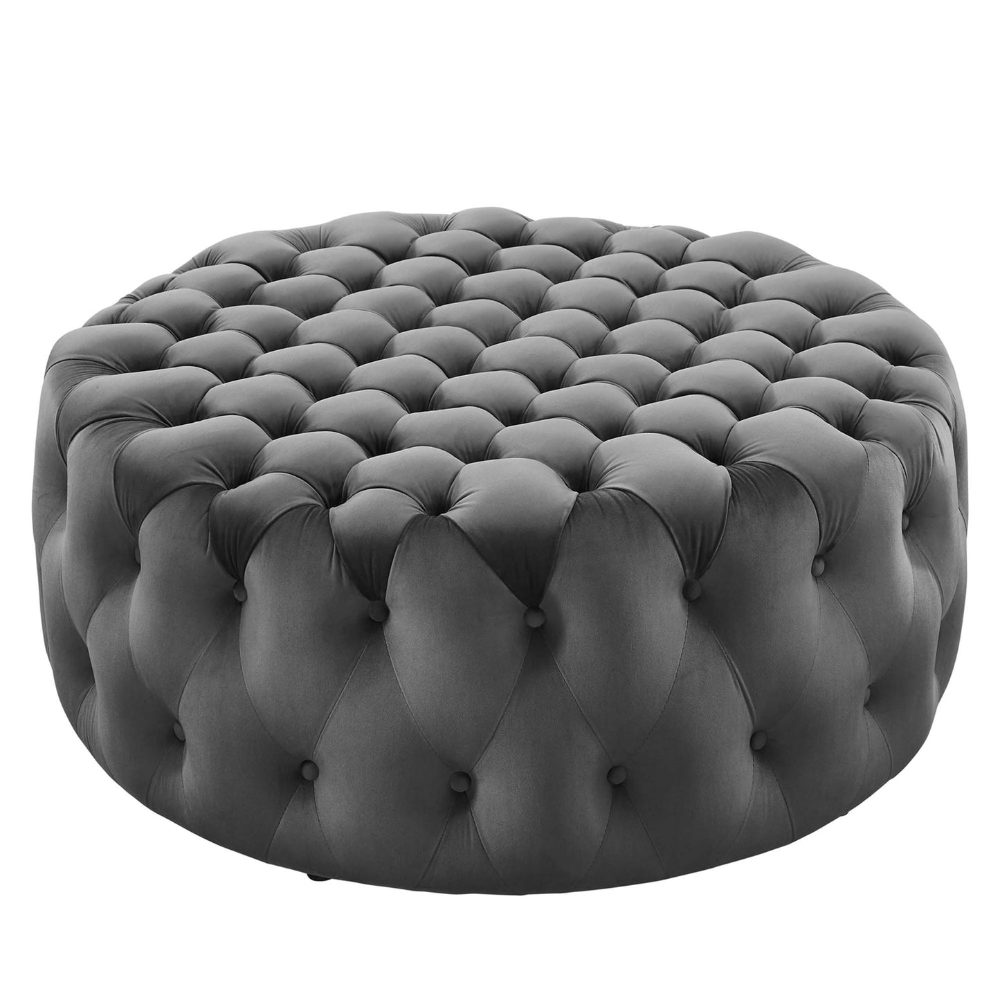 Modway - Amour Tufted Button Large Round Performance Velvet Ottoman by Modway  Living Room Sofas and Armchairs Gray - EEI-5469-GRY