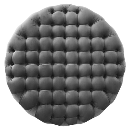 Modway - Amour Tufted Button Large Round Performance Velvet Ottoman by Modway  Living Room Sofas and Armchairs Gray - EEI-5469-GRY