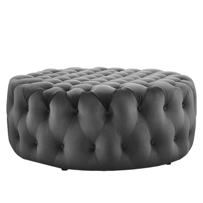 Modway - Amour Tufted Button Large Round Performance Velvet Ottoman by Modway  Living Room Sofas and Armchairs Gray - EEI-5469-GRY