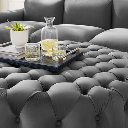 Modway - Amour Tufted Button Large Round Performance Velvet Ottoman by Modway  Living Room Sofas and Armchairs Gray - EEI-5469-GRY