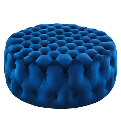 Modway - Amour Tufted Button Large Round Performance Velvet Ottoman by Modway  Living Room Sofas and Armchairs Blue - EEI-5469-NAV
