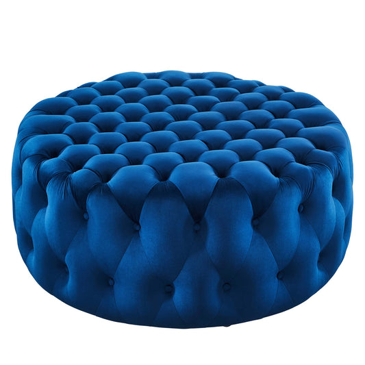 Modway - Amour Tufted Button Large Round Performance Velvet Ottoman by Modway  Living Room Sofas and Armchairs Blue - EEI-5469-NAV