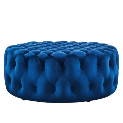 Modway - Amour Tufted Button Large Round Performance Velvet Ottoman by Modway  Living Room Sofas and Armchairs Blue - EEI-5469-NAV