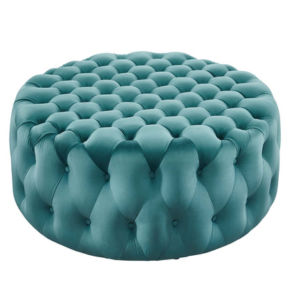 Modway Outlet Amour Tufted Button Large Round Performance Velvet Ottoman by Modway  Living Room Furniture Sea Blue - EEI-5469-SEA