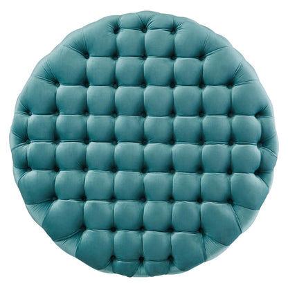 Modway Outlet Amour Tufted Button Large Round Performance Velvet Ottoman by Modway  Living Room Furniture Sea Blue - EEI-5469-SEA