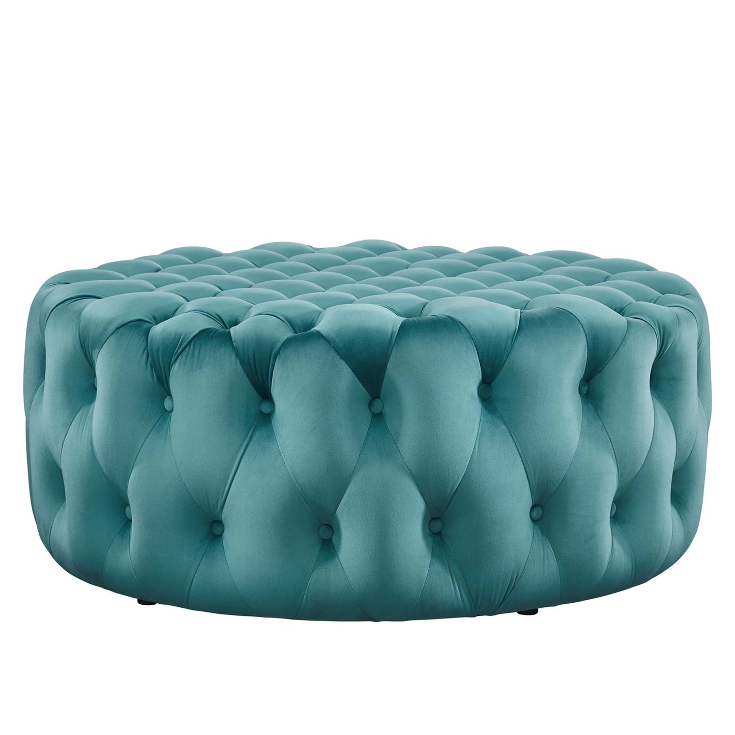 Modway Outlet Amour Tufted Button Large Round Performance Velvet Ottoman by Modway  Living Room Furniture Sea Blue - EEI-5469-SEA