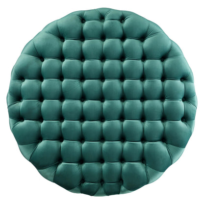 Modway - Amour Tufted Button Large Round Performance Velvet Ottoman by Modway  Living Room Sofas and Armchairs Blue - EEI-5469-TEA
