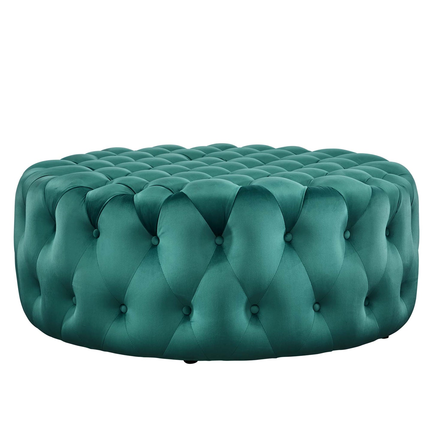 Modway - Amour Tufted Button Large Round Performance Velvet Ottoman by Modway  Living Room Sofas and Armchairs Blue - EEI-5469-TEA