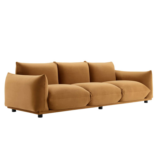 Modway Outlet Copious Performance Velvet Sofa by Modway  Living Room Furniture Cognac - EEI-5470-COG