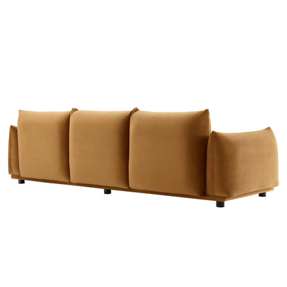 Modway Outlet Copious Performance Velvet Sofa by Modway  Living Room Furniture Cognac - EEI-5470-COG