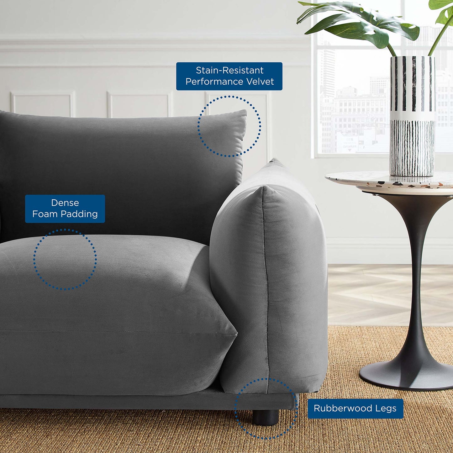 Modway Outlet Copious Performance Velvet Armchair by Modway  Living Room Furniture Gray - EEI-5472-GRY