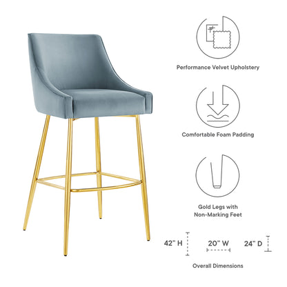 Modway Outlet Discern Performance Velvet Bar Stool by Modway  Bar and Dining Furniture Light Blue - EEI-5473-LBU
