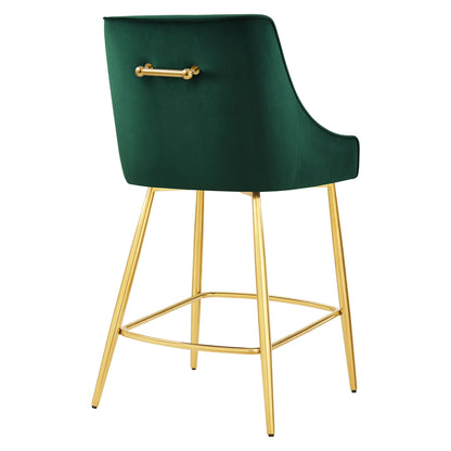 Modway Outlet Discern Performance Velvet Counter Stool by Modway  Bar and Dining Furniture Green - EEI-5474-GRN