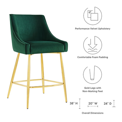 Modway Outlet Discern Performance Velvet Counter Stool by Modway  Bar and Dining Furniture Green - EEI-5474-GRN