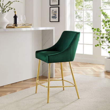 Modway Outlet Discern Performance Velvet Counter Stool by Modway  Bar and Dining Furniture Green - EEI-5474-GRN