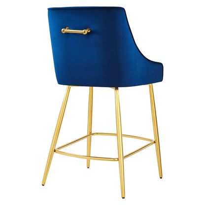 Modway Outlet Discern Performance Velvet Counter Stool by Modway  Bar and Dining Furniture Navy - EEI-5474-NAV