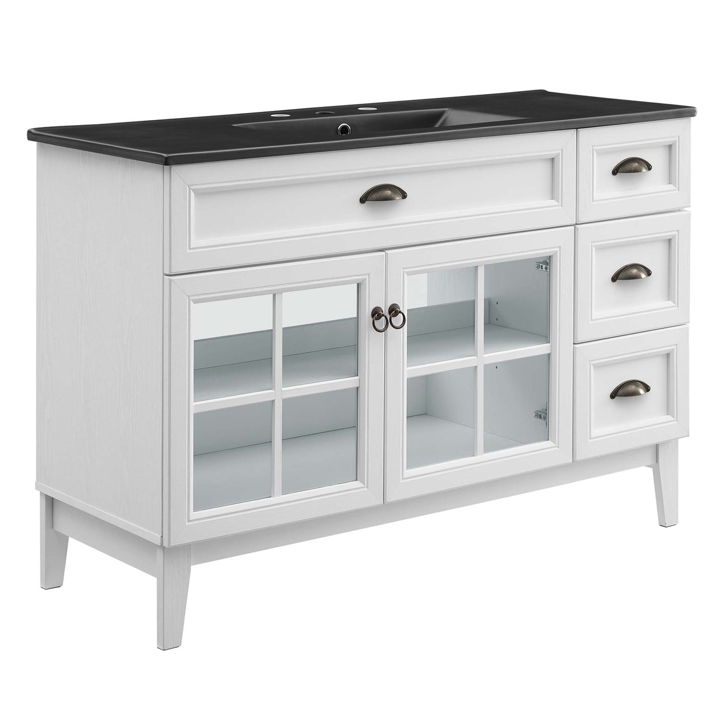 Modway Outlet Isle 48" Bathroom Vanity Cabinet by Modway  Bathroom Furniture White Black - EEI-5479-WHI-BLK