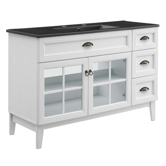 Modway Outlet Isle 48" Bathroom Vanity Cabinet by Modway  Bathroom Furniture White Black - EEI-5479-WHI-BLK