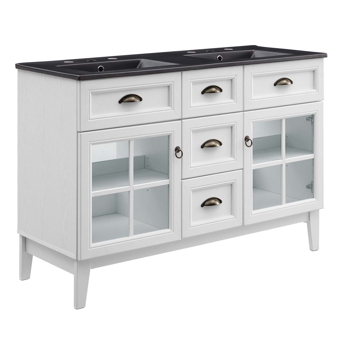 Modway - Isle 48" Double Bathroom Vanity Cabinet by Modway  Bathroom Vanities Black - EEI-5480-WHI-BLK