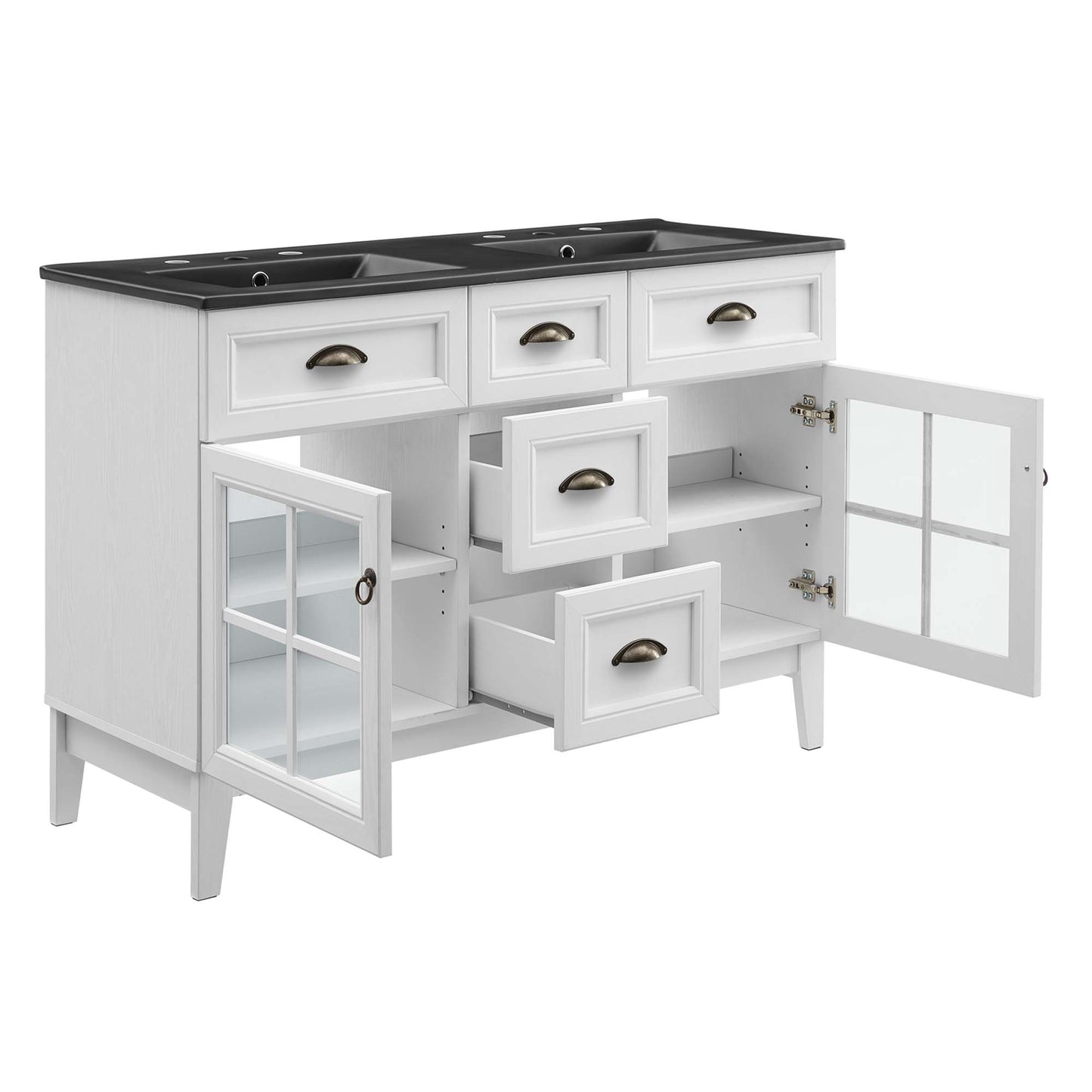 Modway - Isle 48" Double Bathroom Vanity Cabinet by Modway  Bathroom Vanities Black - EEI-5480-WHI-BLK