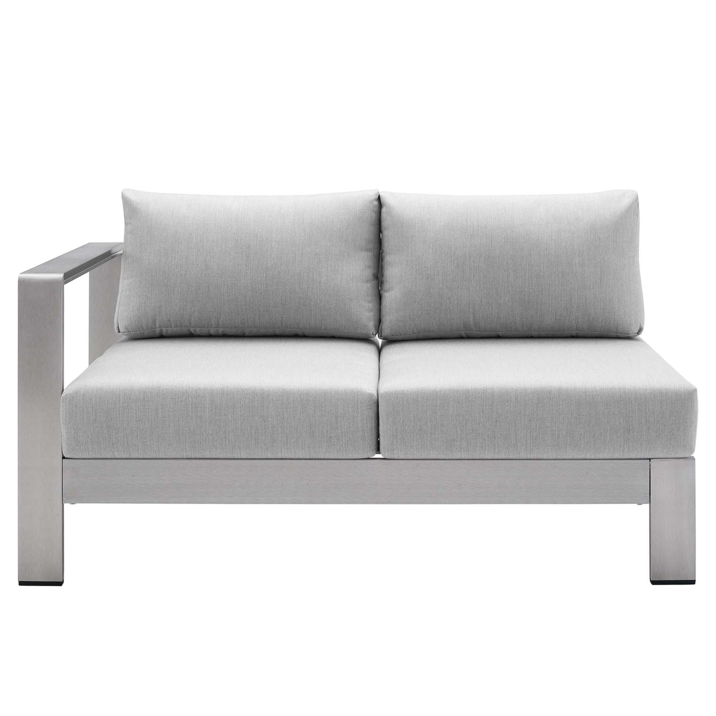 Modway Outlet Shore 7 Piece Sunbrella? Fabric Outdoor Patio Aluminum Sectional Sofa Set by Modway  Outdoor Furniture Furniture Silver Gray - EEI-5481-SLV-GRY-SET