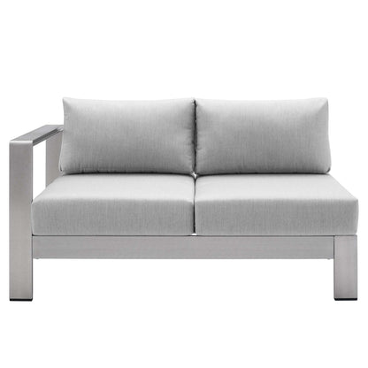 Modway Outlet Shore 7 Piece Sunbrella? Fabric Outdoor Patio Aluminum Sectional Sofa Set by Modway  Outdoor Furniture Furniture Silver Gray - EEI-5481-SLV-GRY-SET