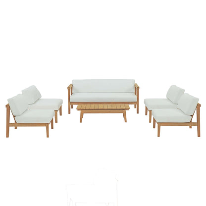Modway - Bayport 6 Piece Outdoor Patio Teak Set by Modway  Outdoor Furniture Sofa Sectionals White - EEI-5483-NAT-WHI-SET