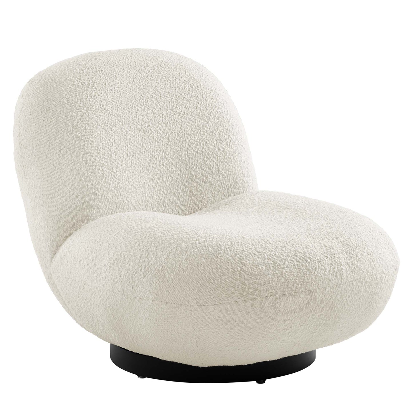Modway - Kindred Boucle Upholstered Upholstered Fabric Swivel Chair by Modway  Living Room Sofas and Armchairs White - EEI-5486-BLK-IVO