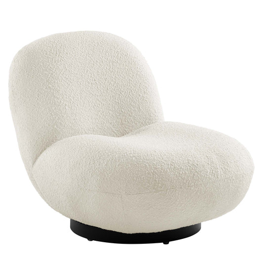 Modway - Kindred Boucle Upholstered Upholstered Fabric Swivel Chair by Modway  Living Room Sofas and Armchairs White - EEI-5486-BLK-IVO