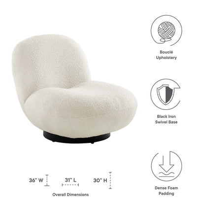 Modway - Kindred Boucle Upholstered Upholstered Fabric Swivel Chair by Modway  Living Room Sofas and Armchairs White - EEI-5486-BLK-IVO