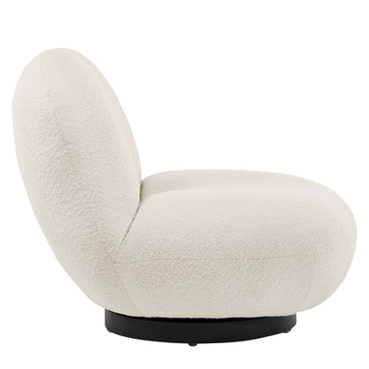 Modway - Kindred Boucle Upholstered Upholstered Fabric Swivel Chair by Modway  Living Room Sofas and Armchairs White - EEI-5486-BLK-IVO