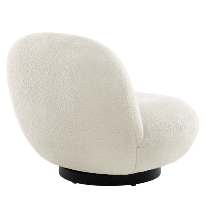 Modway - Kindred Boucle Upholstered Upholstered Fabric Swivel Chair by Modway  Living Room Sofas and Armchairs White - EEI-5486-BLK-IVO
