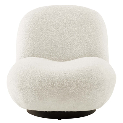 Modway - Kindred Boucle Upholstered Upholstered Fabric Swivel Chair by Modway  Living Room Sofas and Armchairs White - EEI-5486-BLK-IVO