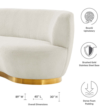 Modway Outlet Kindred Boucle Upholstered Upholstered Fabric Sofa by Modway  Living Room Furniture Gold Ivory - EEI-5487-GLD-IVO