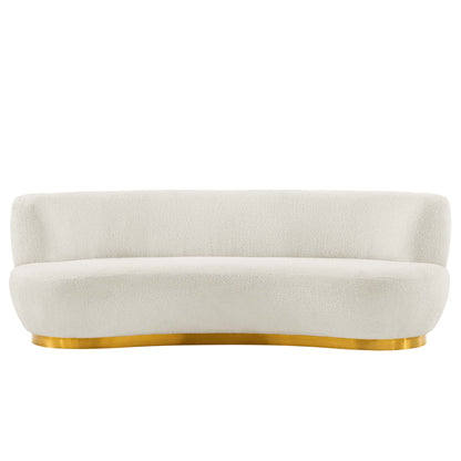 Modway Outlet Kindred Boucle Upholstered Upholstered Fabric Sofa by Modway  Living Room Furniture Gold Ivory - EEI-5487-GLD-IVO