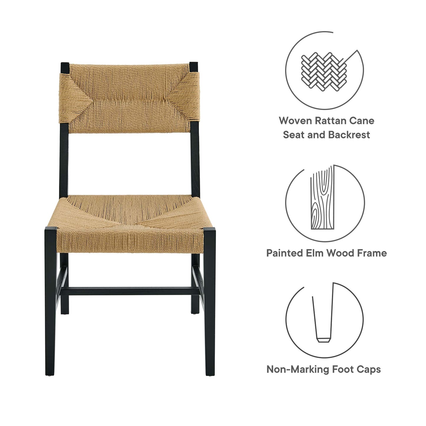 Modway - Bodie Wood Dining Chair by Modway  Bar and Dining Dining Chairs White - EEI-5489-BLK-NAT