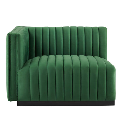 Modway Outlet Conjure Channel Tufted Performance Velvet Left-Arm Chair by Modway  Living Room Furniture Black Emerald - EEI-5490-BLK-EME