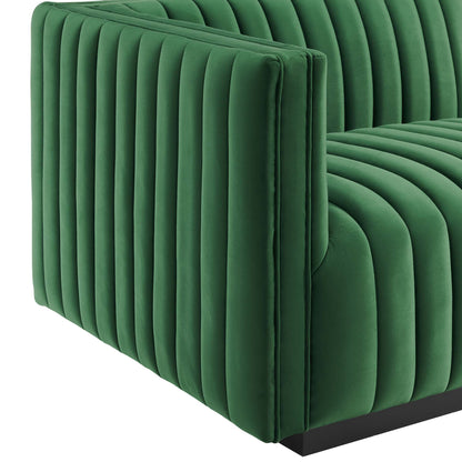 Modway Outlet Conjure Channel Tufted Performance Velvet Left-Arm Chair by Modway  Living Room Furniture Black Emerald - EEI-5490-BLK-EME