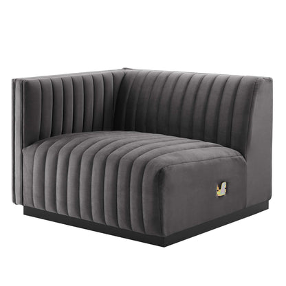 Modway Outlet Conjure Channel Tufted Performance Velvet Left-Arm Chair by Modway  Living Room Furniture Black Gray - EEI-5490-BLK-GRY