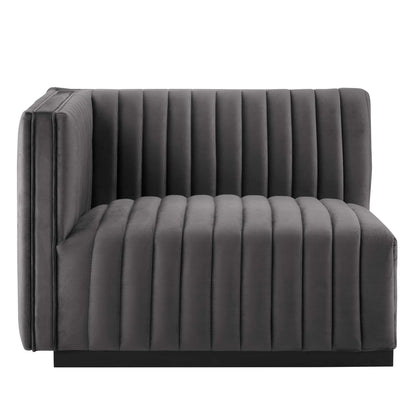 Modway Outlet Conjure Channel Tufted Performance Velvet Left-Arm Chair by Modway  Living Room Furniture Black Gray - EEI-5490-BLK-GRY