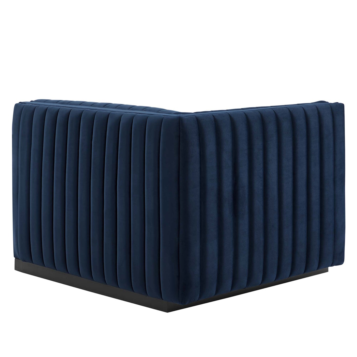 Modway Outlet Conjure Channel Tufted Performance Velvet Left-Arm Chair by Modway  Living Room Furniture Black Midnight Blue - EEI-5490-BLK-MID