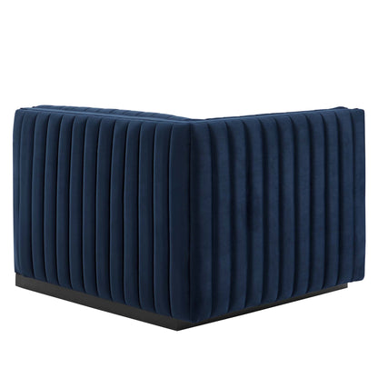 Modway Outlet Conjure Channel Tufted Performance Velvet Left-Arm Chair by Modway  Living Room Furniture Black Midnight Blue - EEI-5490-BLK-MID