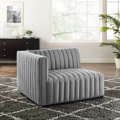 Modway - Conjure Channel Tufted Upholstered Fabric Left-Arm Chair by Modway  Living Room Sofas and Armchairs Gray - EEI-5491-BLK-LGR