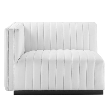Modway - Conjure Channel Tufted Upholstered Fabric Left-Arm Chair by Modway  Living Room Sofas and Armchairs White - EEI-5491-BLK-WHI