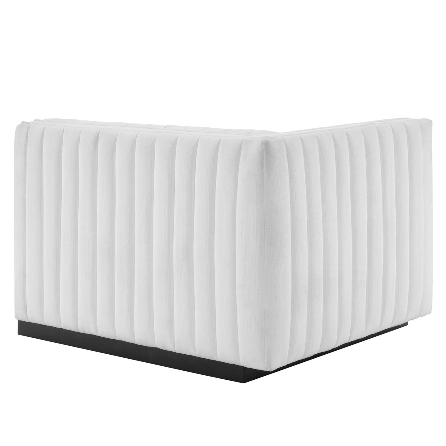 Modway - Conjure Channel Tufted Upholstered Fabric Left-Arm Chair by Modway  Living Room Sofas and Armchairs White - EEI-5491-BLK-WHI