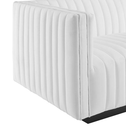 Modway - Conjure Channel Tufted Upholstered Fabric Left-Arm Chair by Modway  Living Room Sofas and Armchairs White - EEI-5491-BLK-WHI