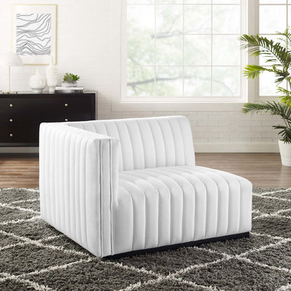 Modway - Conjure Channel Tufted Upholstered Fabric Left-Arm Chair by Modway  Living Room Sofas and Armchairs White - EEI-5491-BLK-WHI