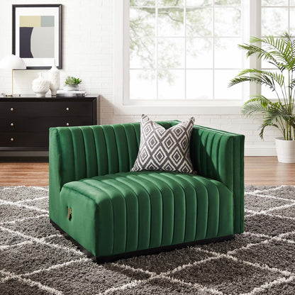 Modway Outlet Conjure Channel Tufted Performance Velvet Right-Arm Chair by Modway  Living Room Furniture Black Emerald - EEI-5492-BLK-EME